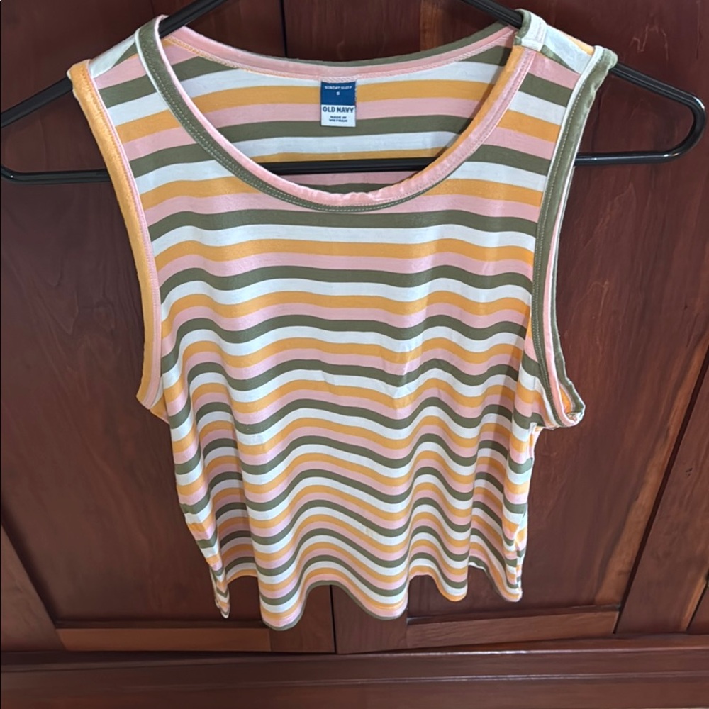 Old Navy Women's Tank Top - Pink, Orange, Green Stripes